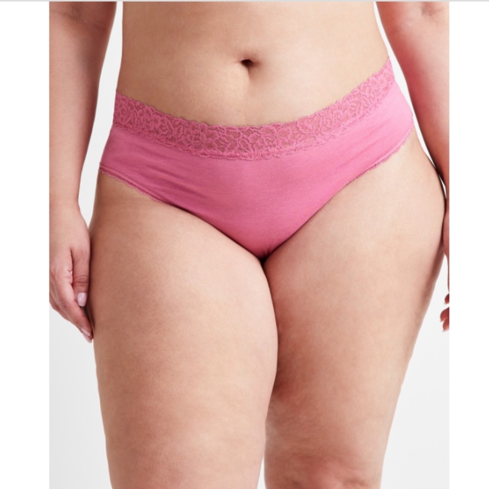 State of Day Women's Cotton Blend Lace-Trim Hipster Underwear,  Berry Breeze,NWT